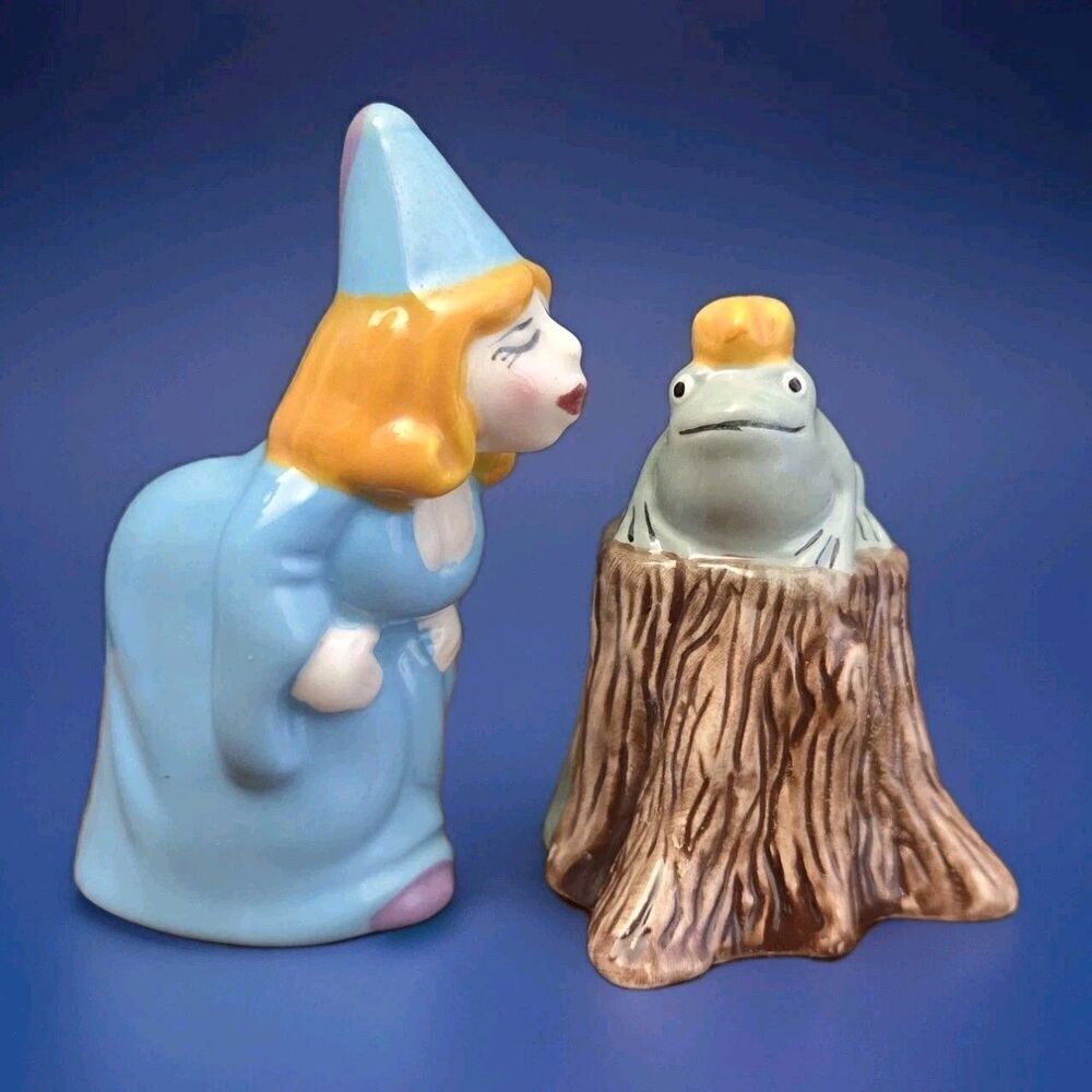 VTG CLAY ART Princess and the Frog Salt & Pepper Shakers 90's